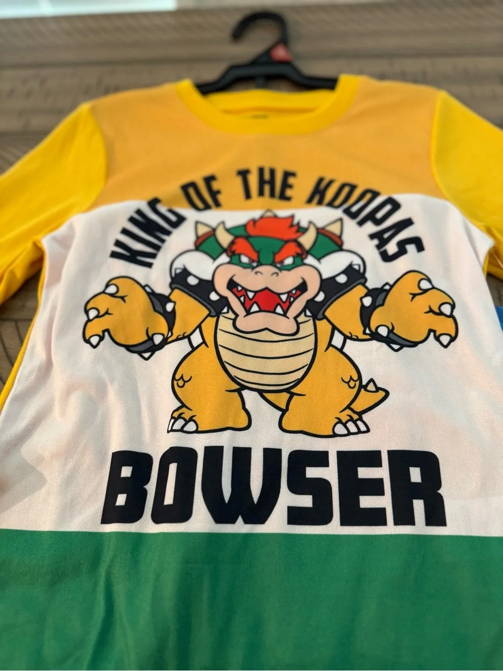 Super Mario Boys' Yellow and Black Bowser Graphic Pajama Set size M-NWT